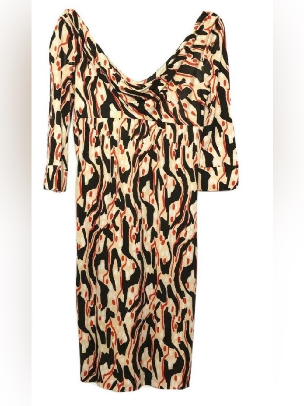 Diane von Furstenberg Abstract Silk Midi Dress Size 12